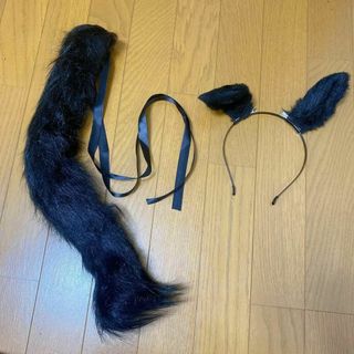 黒猫耳・猫しっぽセット コスプレコスチューム ハロウィン仮装パーティ(小道具)