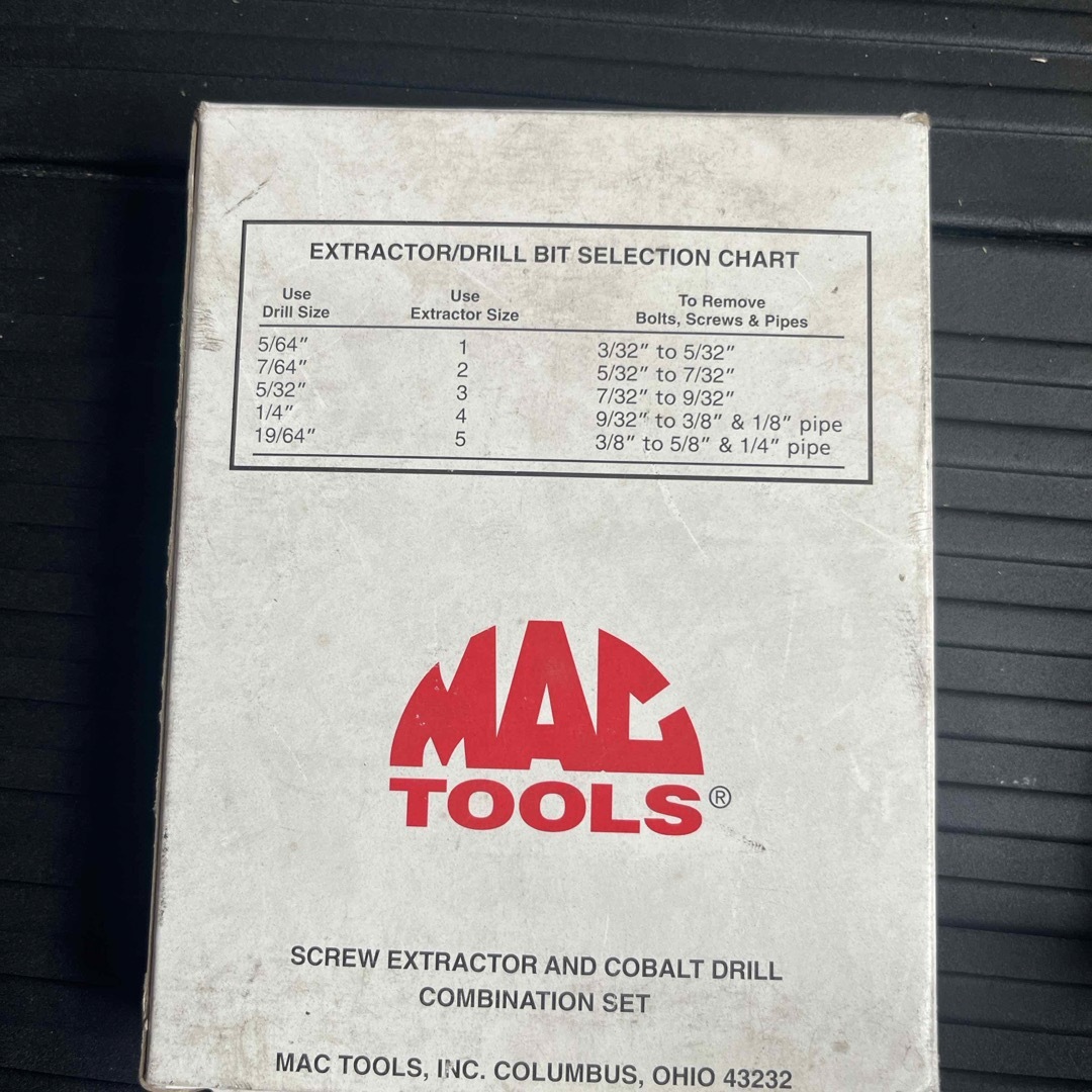 MAC TOOLS(マックツールズ)のマックツール　エクストラクター　コバルトドリル　コンビネーションセット　逆タップ 自動車/バイクの自動車(メンテナンス用品)の商品写真