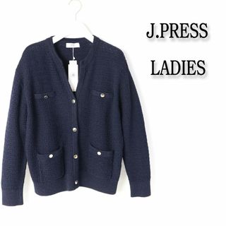 ジェイプレスレディス(J.PRESS LADIES)の159 新品 ジェイプレス 今季 新作 Jプレス ニット アウター 完売 M(ノーカラージャケット)