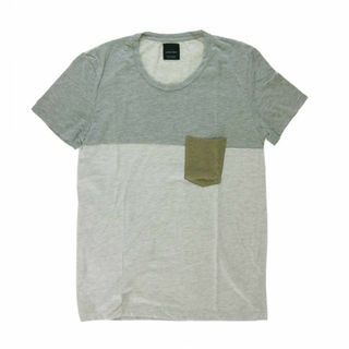 ザラ(ZARA)の送無■程度良好【ザラ】切替半袖Tシャツ メンズ グレー系 USサイズM(Tシャツ/カットソー(半袖/袖なし))