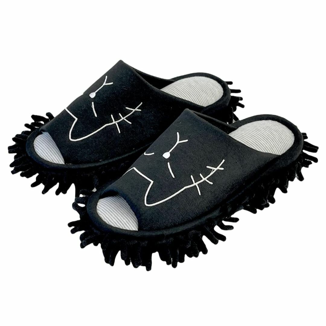 【色: ブラック】[おそうじくんスリッパ] 洗える 歩くだけでさっと拭ける 男女 レディースの靴/シューズ(その他)の商品写真