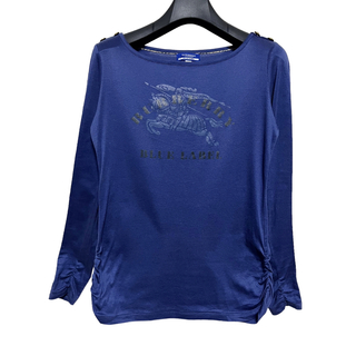 バーバリーブルーレーベル(BURBERRY BLUE LABEL)の匿名発送　美品　バーバリーブルーレーベル　金ボタンロゴプリントロングT 38(Tシャツ(長袖/七分))