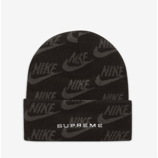 シュプリーム(Supreme)のSupreme Nike Jacquard Logos Beanie Black(ニット帽/ビーニー)