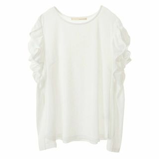 メルローズクレール(MELROSE claire)の【ホワイト】【華のあるスラブハイゲージフリルスリーブプルオーバー】(カットソー(長袖/七分))