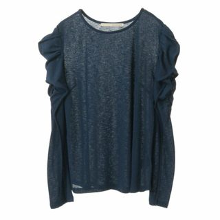 メルローズクレール(MELROSE claire)の【ネイビー】【華のあるスラブハイゲージフリルスリーブプルオーバー】(カットソー(長袖/七分))