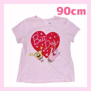 エイチアンドエム(H&M)のH&M 綿100%半袖Tシャツ　スポンジボブ　ピンク　90cm(Tシャツ/カットソー)