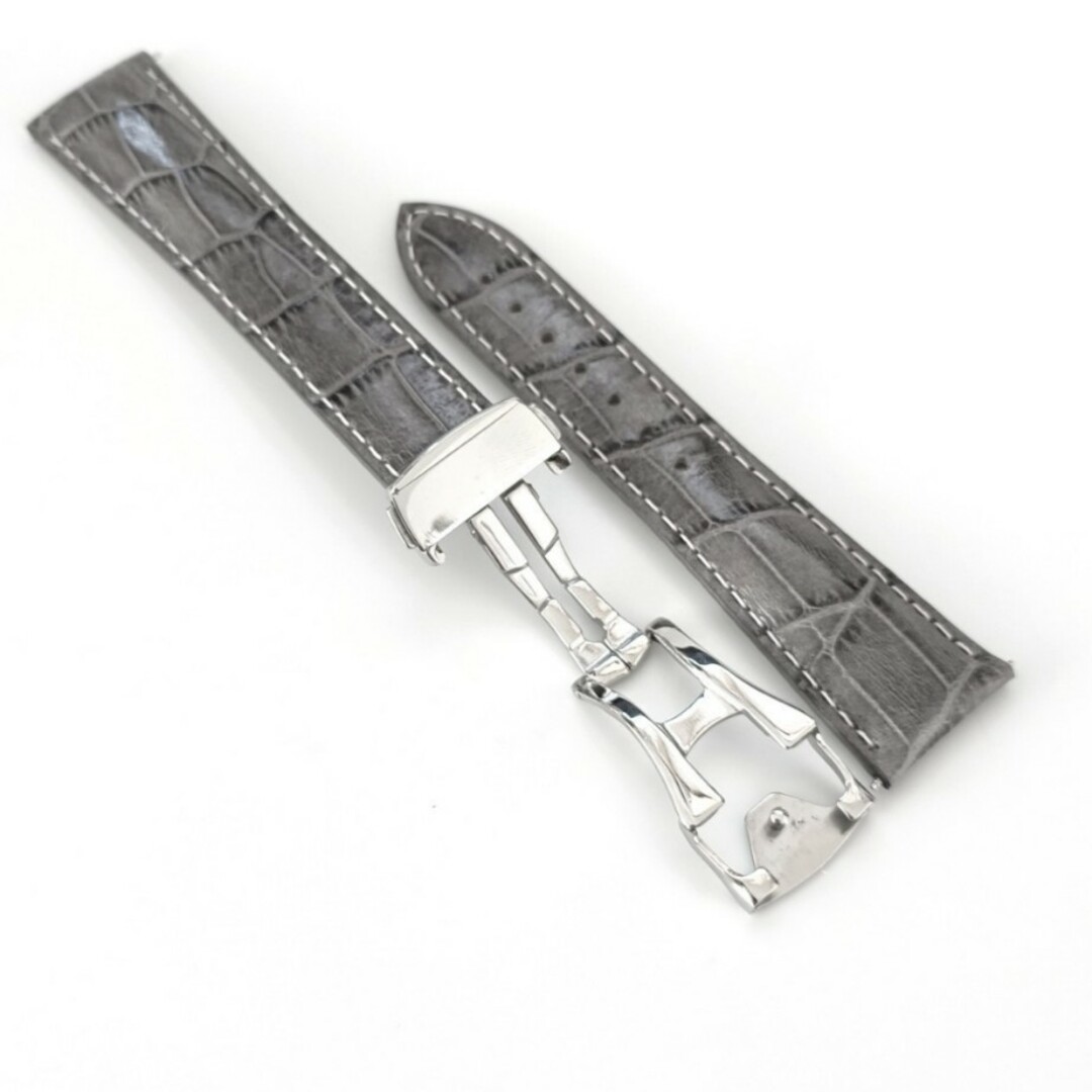 22mm イタリアン レザー ベルト グレー×ホワイト オメガ スピードマスター メンズの時計(レザーベルト)の商品写真