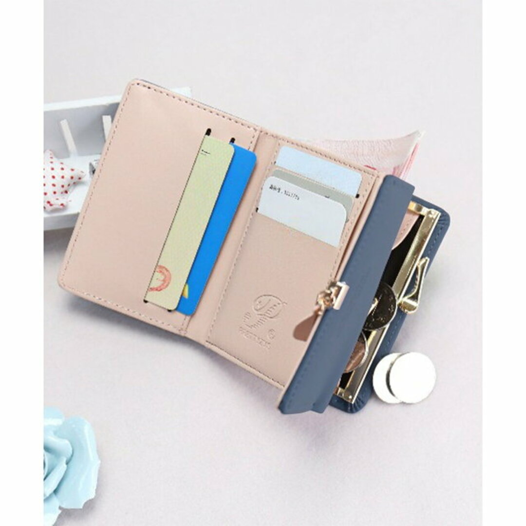【ブルー】【Dewlily】三つ折りミニ財布 レディースのファッション小物(財布)の商品写真