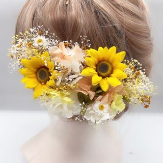 ひまわり　髪飾り　ヘッドドレス(ヘアピン)