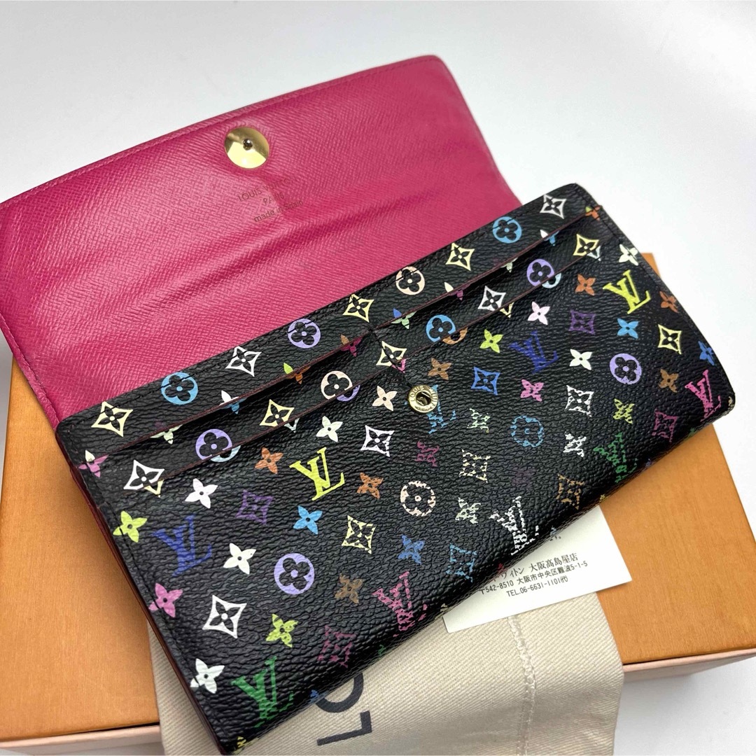 LOUIS VUITTON(ルイヴィトン)の鑑定済 ルイヴィトン マルチカラー 黒 10枚カード ファスナー長財布 レディースのファッション小物(財布)の商品写真