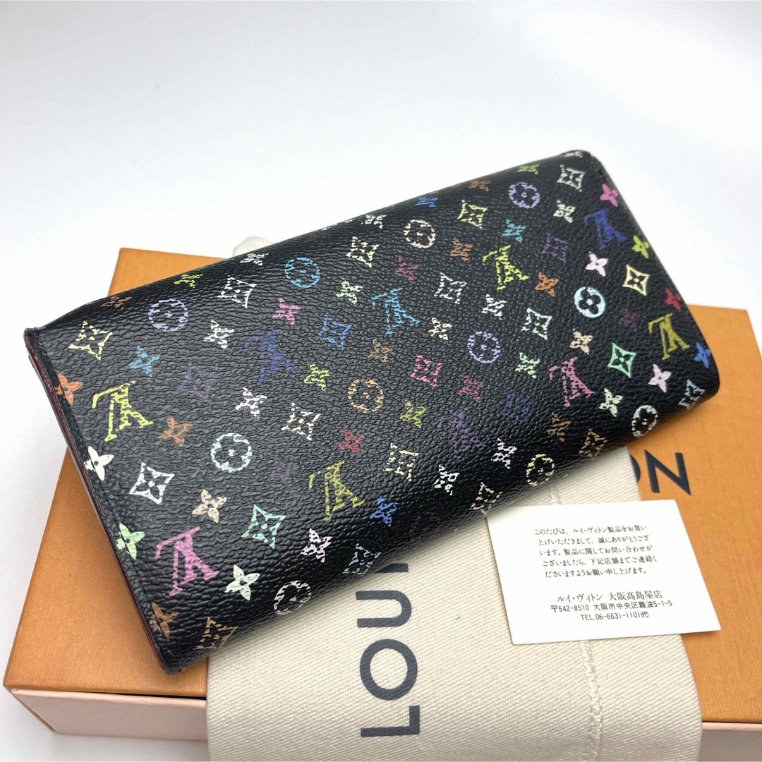 LOUIS VUITTON(ルイヴィトン)の鑑定済 ルイヴィトン マルチカラー 黒 10枚カード ファスナー長財布 レディースのファッション小物(財布)の商品写真