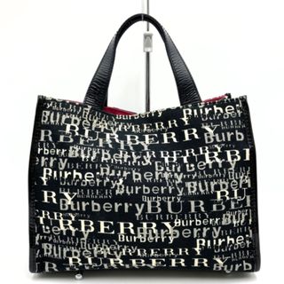 バーバリー(BURBERRY)のBURBERRY バーバリー T-04-01 ハンドバッグ 手提げ かばん ブラック 黒 キャンバス ロゴ柄 レディース ウィメンズ ファッション 【中古】(ハンドバッグ)