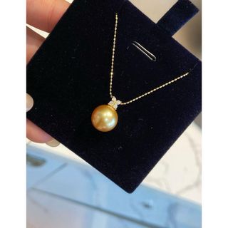 【高級】南洋真珠　ダイヤモンド付きペンダントk18 パールネックレス(ネックレス)