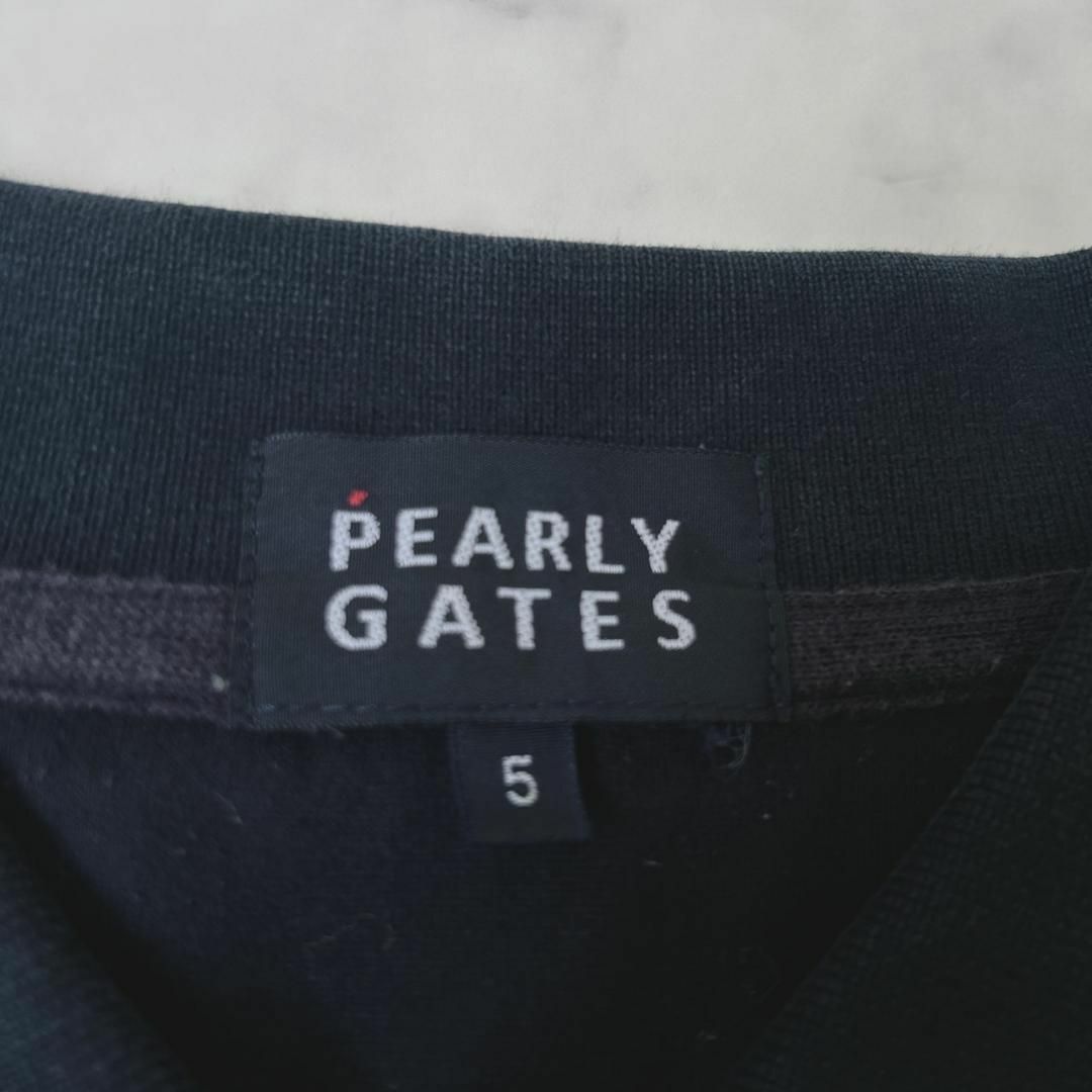 PEARLY GATES(パーリーゲイツ)のPEARLY GATES トリコロール　ボーダー　Vデザイン　ポロシャツサイズ5 スポーツ/アウトドアのゴルフ(ウエア)の商品写真