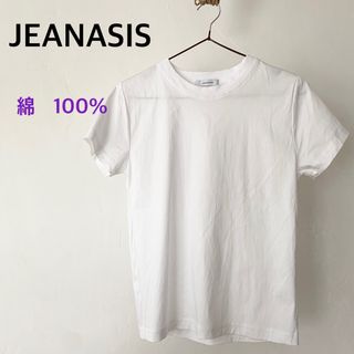 ジーナシス(JEANASIS)のジーナシス　ホワイト　Tシャツ　半袖　トップス　コットン　綿　フリーサイズ(Tシャツ(半袖/袖なし))