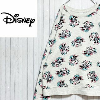 ディズニー(Disney)のディズニー　カットソー　ミッキーマウス　ミニーマウス　総柄　プリント　古着女子(Tシャツ(長袖/七分))