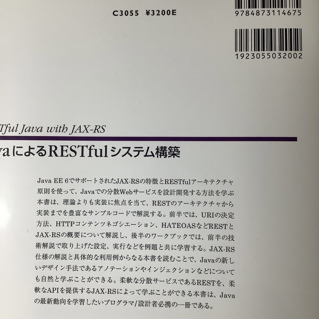 java によるrestfulシステム構築 エンタメ/ホビーの本(コンピュータ/IT)の商品写真