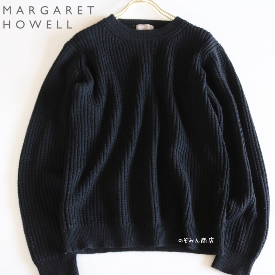 MARGARET HOWELL(マーガレットハウエル)の【MARGARET HOWELL】美品　ニットセーター　ワッフル生地　黒　M★ メンズのトップス(ニット/セーター)の商品写真