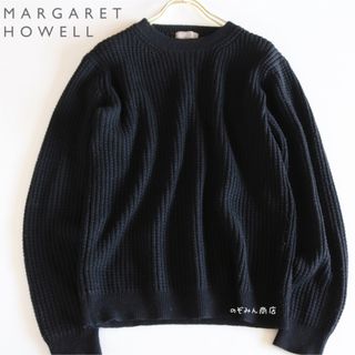 【MARGARET HOWELL】美品　ニットセーター　ワッフル生地　黒　M★