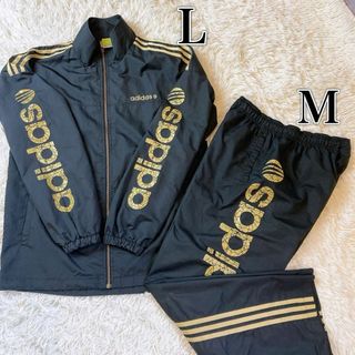 アディダス(adidas)のadidas アディダス ジャージ セットアップ 上下セット　M L 黒金　金(ウェア)