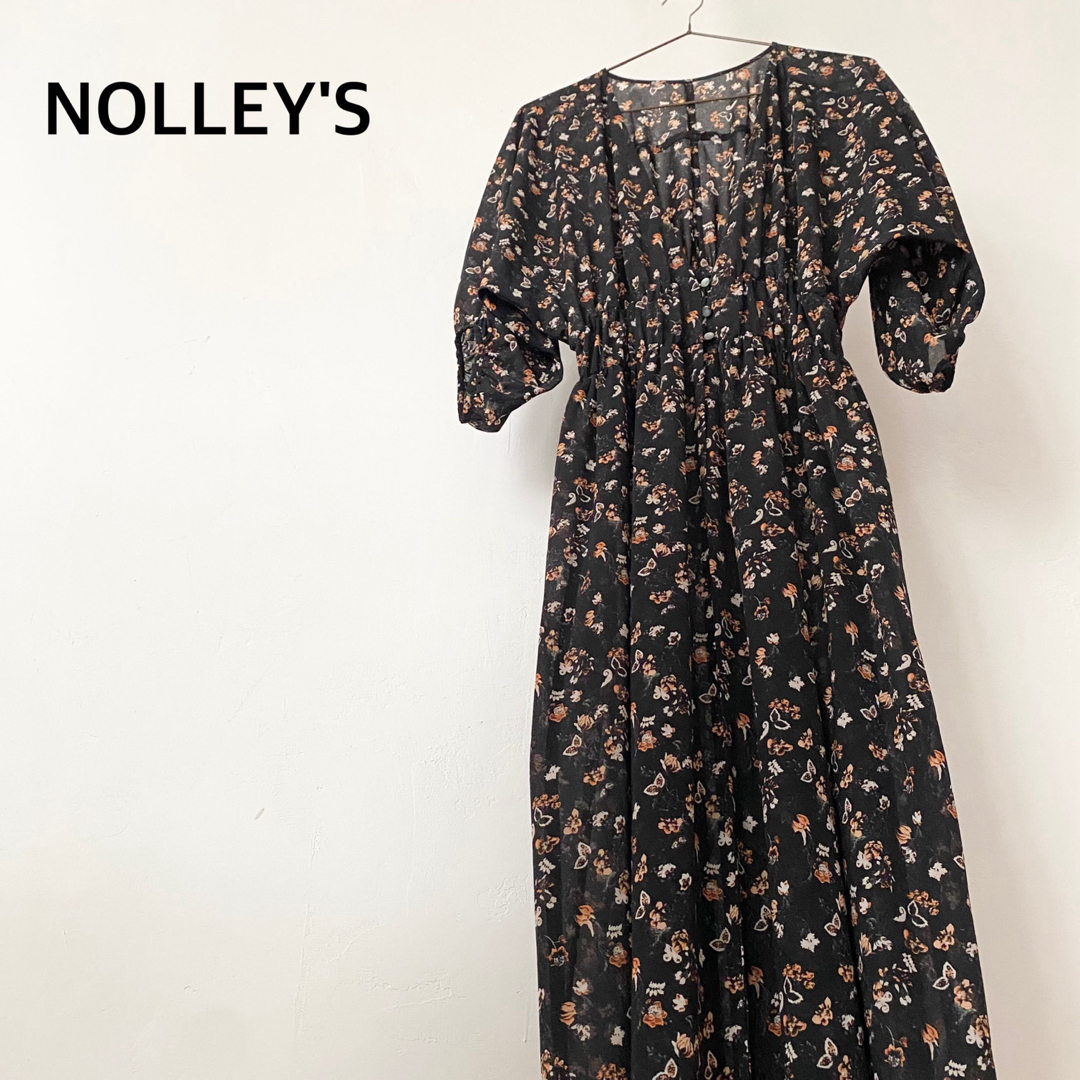 NOLLEY'S(ノーリーズ)のノーリーズ　花柄　ロング　カーディガン　七分袖　五分袖 レディースのトップス(カーディガン)の商品写真