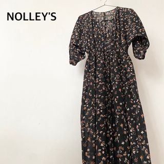 NOLLEY'S - ノーリーズ　花柄　ロング　カーディガン　七分袖　五分袖