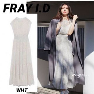 フレイアイディー(FRAY I.D)の[美品]FRAY I.D/ ラインアート割線シフォンワンピース(ロングワンピース/マキシワンピース)