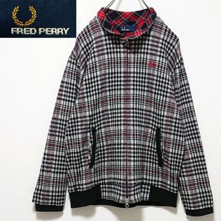 FRED PERRY - 希少 フレッドペリー 刺繍 ロゴ チェック 柄 リンガー ハリントン ジャケット