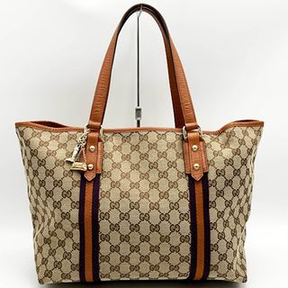 グッチ(Gucci)のGUCCI グッチ 139260 ショルダーバッグ シェリーライン ベージュ オレンジ GGキャンバス チャーム レディース ウィメンズ ファッション 【中古】(ショルダーバッグ)