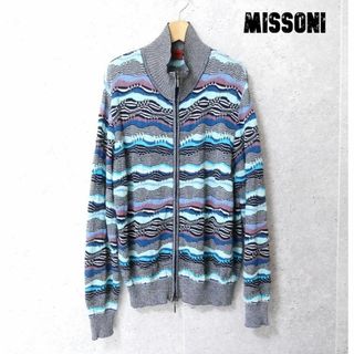 ミッソーニ(MISSONI)の美品 訳アリ MISSONI リネン混 ジップアップ ニット カーディガン(カーディガン)