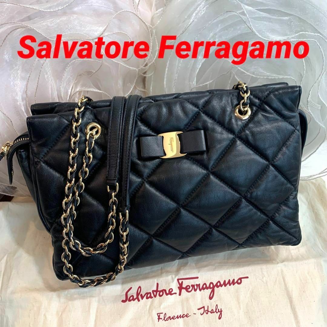 ☆超美品☆Salvatore Ferragamo ヴァラ チェーンバッグ 黒 | フリマアプリ ラクマ