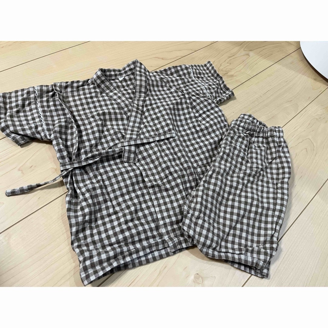 無印良品　ギンガムチェック　甚平　110cm 韓国子供服 キッズ/ベビー/マタニティのキッズ服男の子用(90cm~)(甚平/浴衣)の商品写真