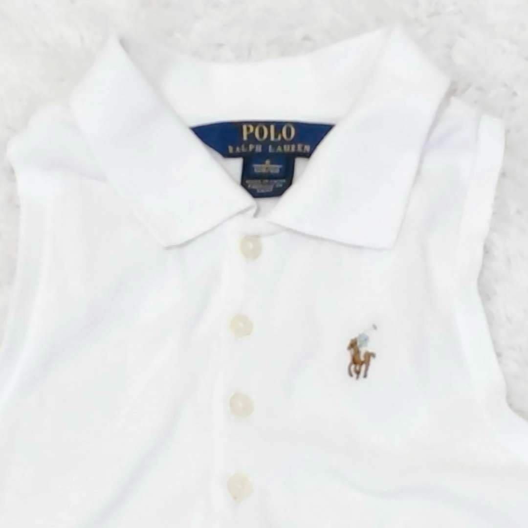 POLO RALPH LAUREN(ポロラルフローレン)のポロラルフローレン 120サイズ ワンピース 白　ノースリーブ ポロシャツ キッズ/ベビー/マタニティのキッズ服女の子用(90cm~)(ワンピース)の商品写真