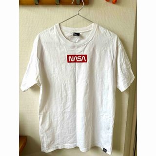 メンズ B ONE SOUL  NASA ロゴプリント 白 半袖Tシャツ(Tシャツ/カットソー(半袖/袖なし))