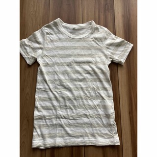 ムジルシリョウヒン(MUJI (無印良品))の無印良品 MUJI 130 キッズ Tシャツ ボーダー グレー×白(Tシャツ/カットソー)