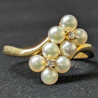 ミキモト(MIKIMOTO)の877 ミキモトパールダイヤリングK18YGイエローゴールド約3.0mm11号(リング(指輪))