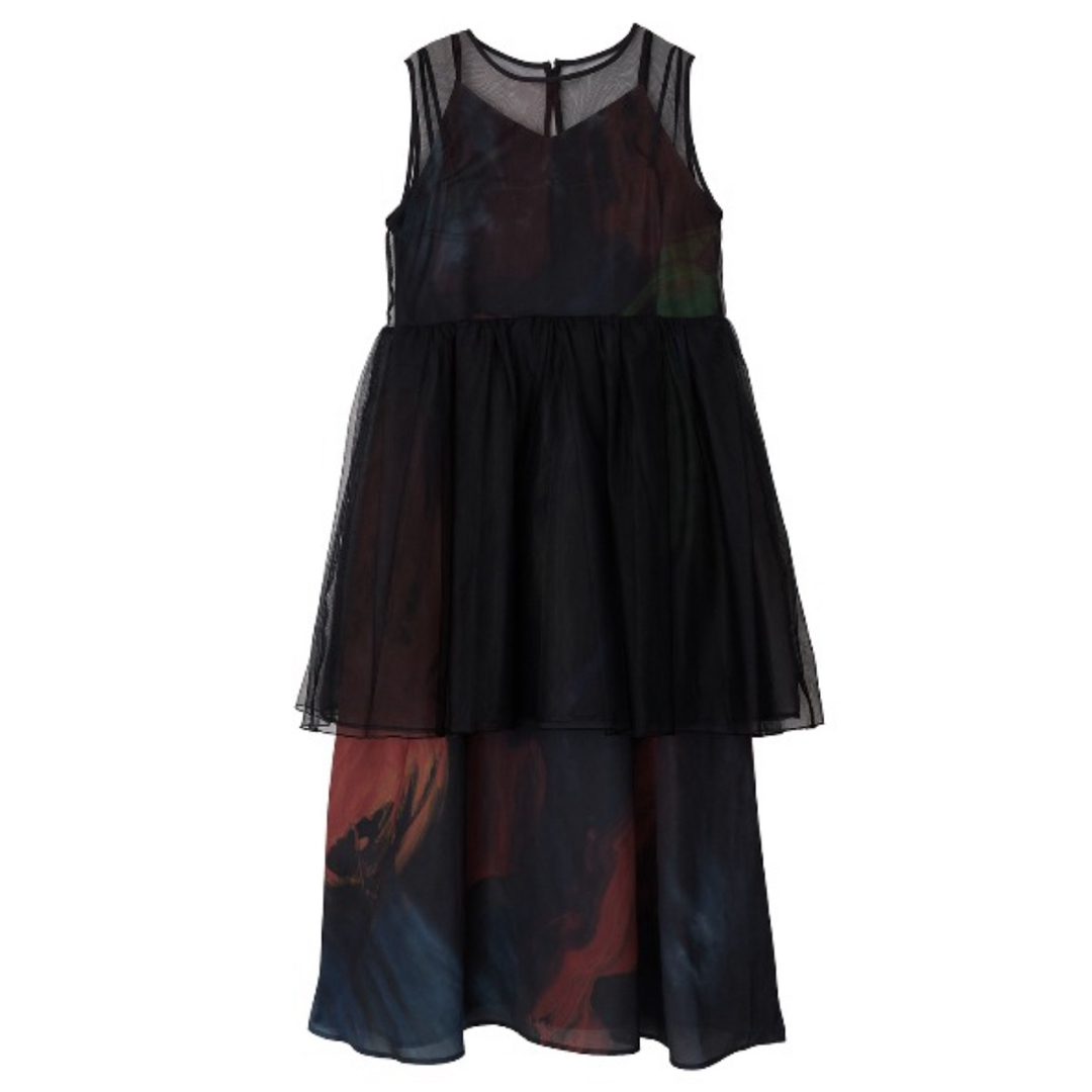 Ameri VINTAGE(アメリヴィンテージ)のameriアメリ3WAY MARGOT GEL ART DRESS ブラックS レディースのワンピース(ロングワンピース/マキシワンピース)の商品写真