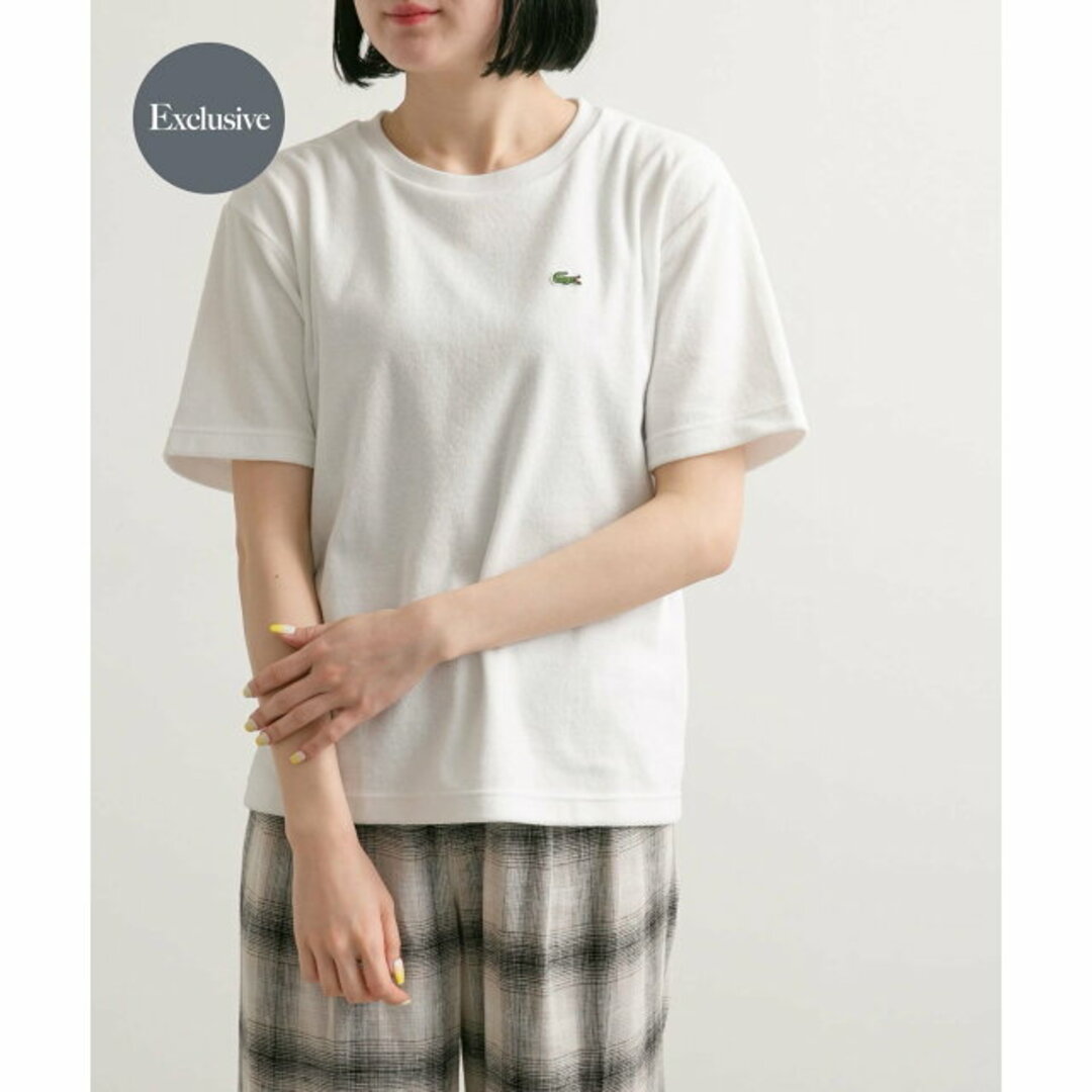 URBAN RESEARCH DOORS(アーバンリサーチドアーズ)の【ホワイト】『別注』LACOSTE*DOORS パイルクルーネックTシャツ レディースのトップス(カットソー(長袖/七分))の商品写真