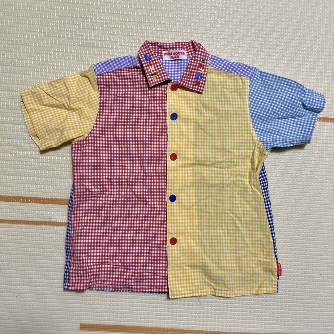 mikihouse(ミキハウス)のミキハウス　チェック柄　半袖シャツ　110cm キッズ/ベビー/マタニティのキッズ服男の子用(90cm~)(Tシャツ/カットソー)の商品写真