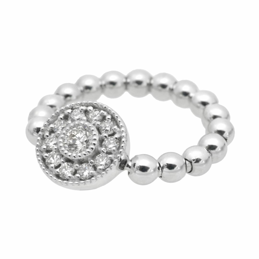 【サイズ4～14号対応】伸縮するダイヤモンドリング K18WG レディースのアクセサリー(リング(指輪))の商品写真