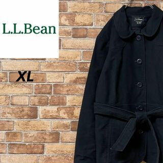 L.L.Bean - エルエルビーン　コットンジャケット　黒　ブラック　ベルト付き　古着女子　XL