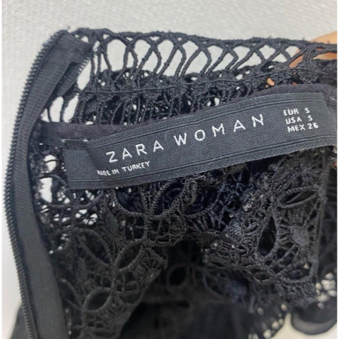 ZARA(ザラ)のザラ　ウーマン　S レディース　ブラウス　半袖　トップス　ブラック　レース レディースのトップス(シャツ/ブラウス(半袖/袖なし))の商品写真