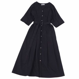 ADORE - 美品 アドーア ADORE ワンピース ドレス 半袖 ショートスリーブ リネン 無地 トップス レディース 36(S相当) ブラック