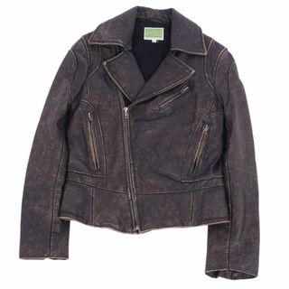 リーバイス(Levi's)の美品 LVC リーバイス Levi's ジャケット レザージャケット ダブルライダース ヴィンテージ加工 牛革 アウター メンズ XS ブラック(レザージャケット)