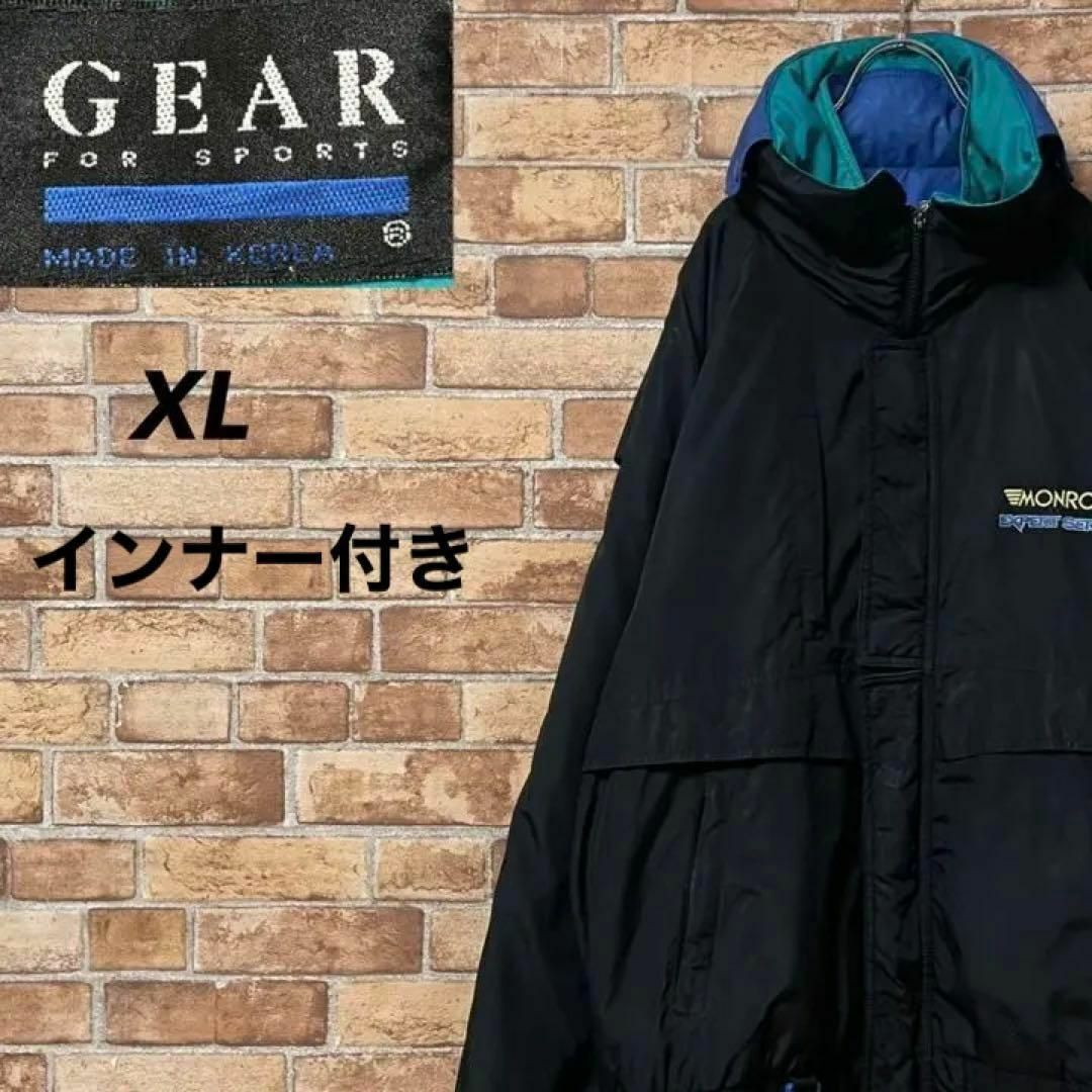 GEAR ナイロンジャケット　インナー付き　ビッグシルエット　刺繍　黒　XL メンズのジャケット/アウター(ナイロンジャケット)の商品写真