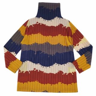 プリーツプリーズイッセイミヤケ(PLEATS PLEASE ISSEY MIYAKE)の美品 プリーツプリーズ イッセイミヤケ PLEATS PLEASE シャツ ブラウス ハイネック 総柄 プリーツ トップス レディース 3 マルチカラー(シャツ/ブラウス(長袖/七分))