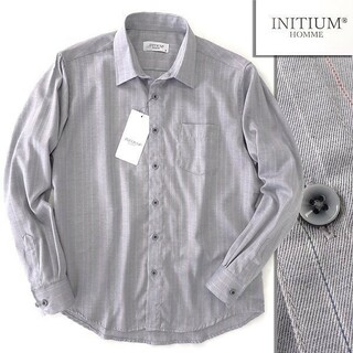 イニシウム(INITIUM)の新品 イニシウムオム ストライプ レギュラーカラー ツイル シャツ M(シャツ)