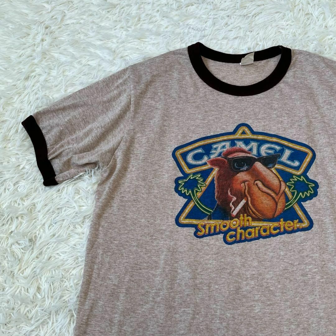 CAMELキャメル ビンテージ　リンガー　Tシャツ　ブラウン　古着　90s メンズのトップス(Tシャツ/カットソー(半袖/袖なし))の商品写真