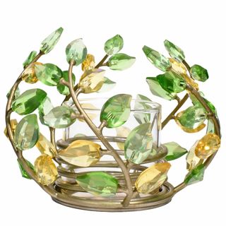 スワロフスキー SWAROVSKI ティーライト キャンドルホルダー Leaves Tealight Candle Holder オブジェ 置物 クリスタル 660728 クリア リーフ【中古】