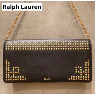 ラルフローレン(Ralph Lauren)のローレンラルフローレン ハンドバッグ ゴールドチェーン スタッズ　ブラック(ショルダーバッグ)